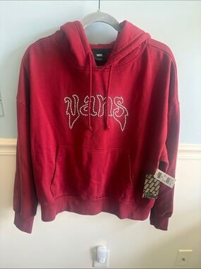 Vans Red Rhinestone Logo Hoodie